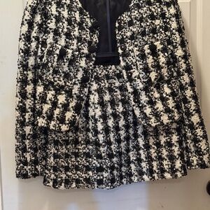 Chic Black and White Sequined Business Suit Set